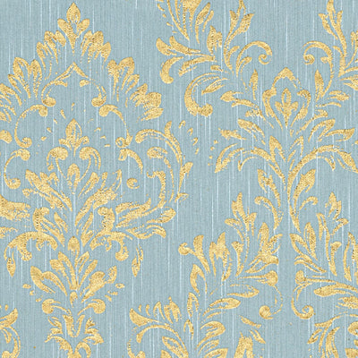 Tekstila tapetes ar klasisku ornamentu - zilā un zeltā, 306595 AS Creation