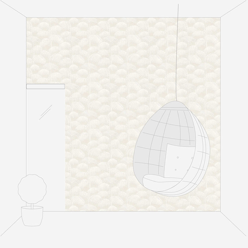 Tekstila tapetes ar papardēm un 3D struktūru - krēma krāsā, 3526675 AS Creation