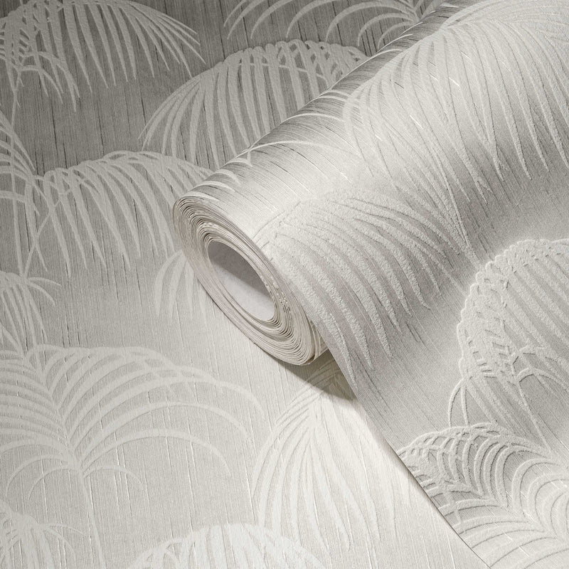 Tekstila tapetes ar papardēm un 3D struktūru - krēma krāsā, 3526675 AS Creation