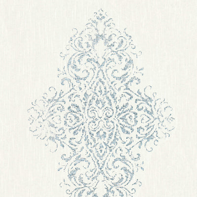 Tekstila tapetes ar sudraba ornamentu uz balta fona AS Creation