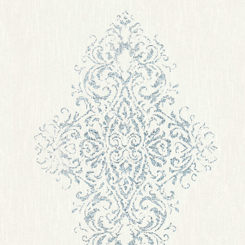 Tekstila tapetes ar sudraba ornamentu uz balta fona AS Creation