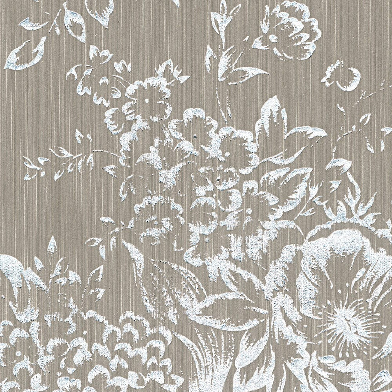 Tekstiiliga taustapildid hõbedase lillemustriga - hõbe, pruun - 306574 kui looming