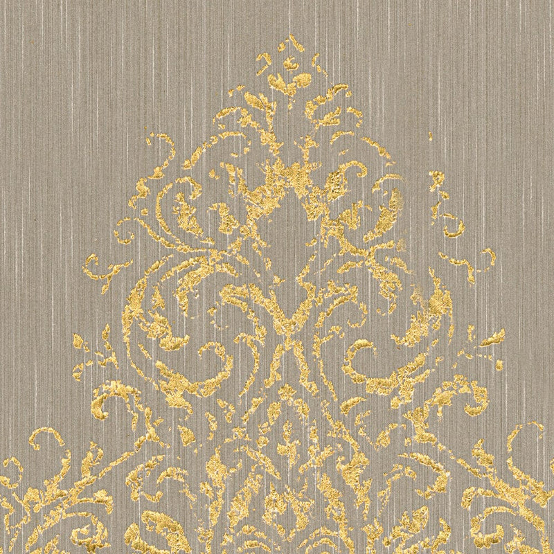 Tekstila tapetes ar zelta ornamentu uz tumša fona AS Creation