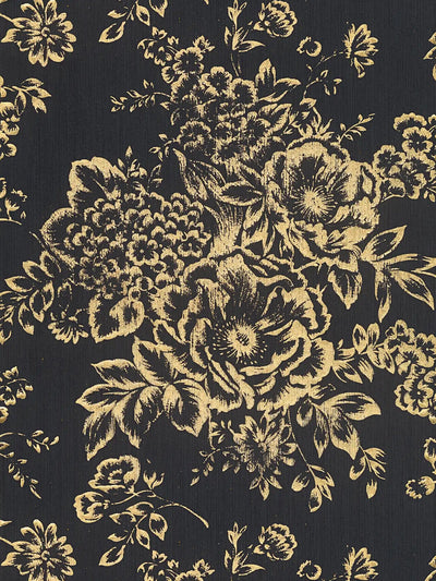 Tekstila tapetes ar zelta ziedu rakstu - zelta, melna - 306577 AS Creation