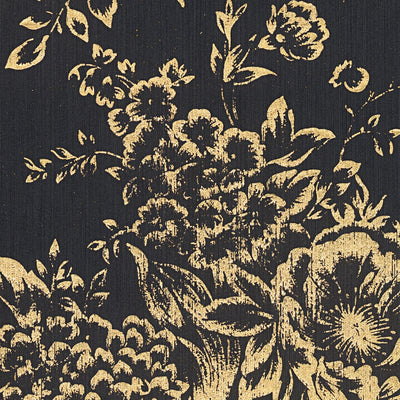 Tekstila tapetes ar zelta ziedu rakstu - zelta, melna - 306577 AS Creation