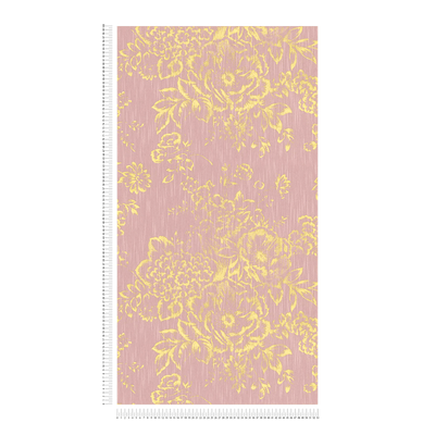 Tekstila tapetes ar zelta ziedu rakstu - zelta, rozā - 306575 AS Creation