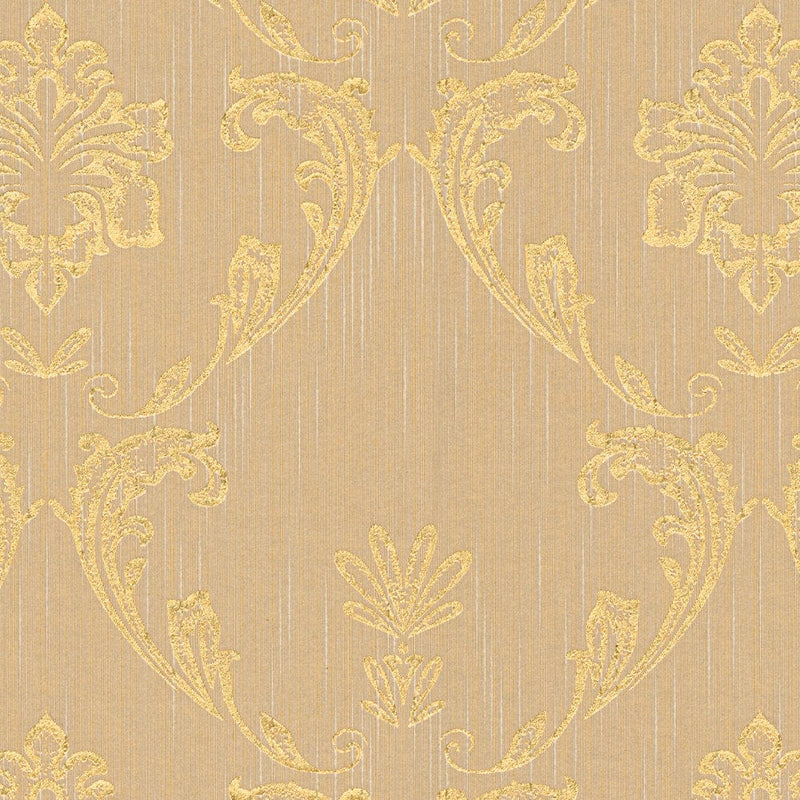 Tekstila tapetes ar ziedu elementiem zelta krāsā - 306584 AS Creation