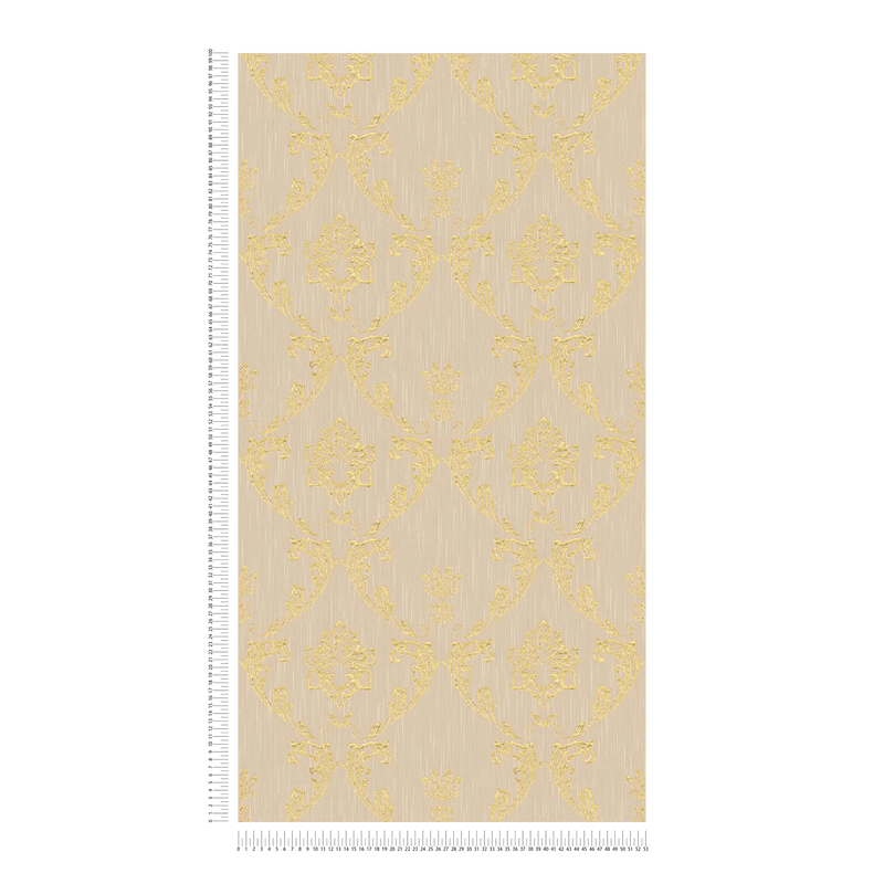 Tekstila tapetes ar ziedu elementiem zelta krāsā - zelta, bēša, 306582 AS Creation