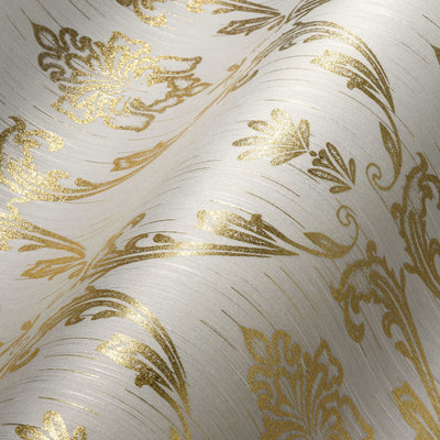Tekstila tapetes ar ziedu elementiem zelta krāsā - zelts, 306581 AS Creation