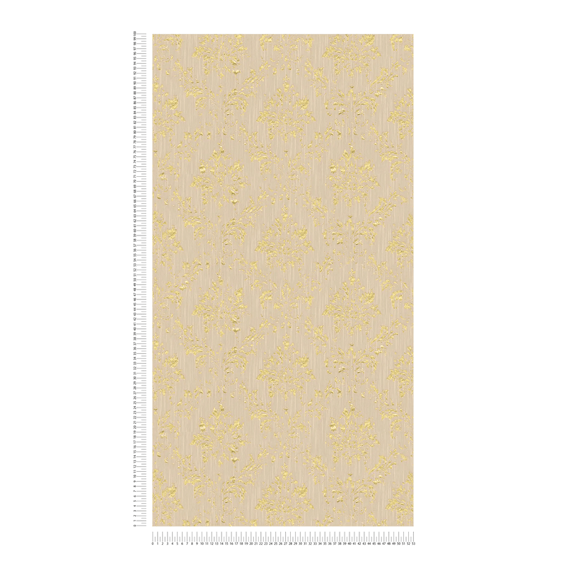 Tekstila tapetes barokā stilā – bēšā un zeltā krāsā, 306624 AS Creation