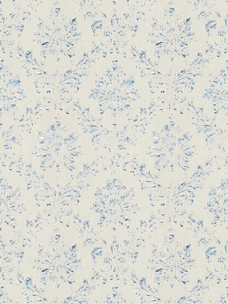 Tekstila tapetes barokā stilā – gaiši pelēkā, sudrabā krāsā, 306622 AS Creation