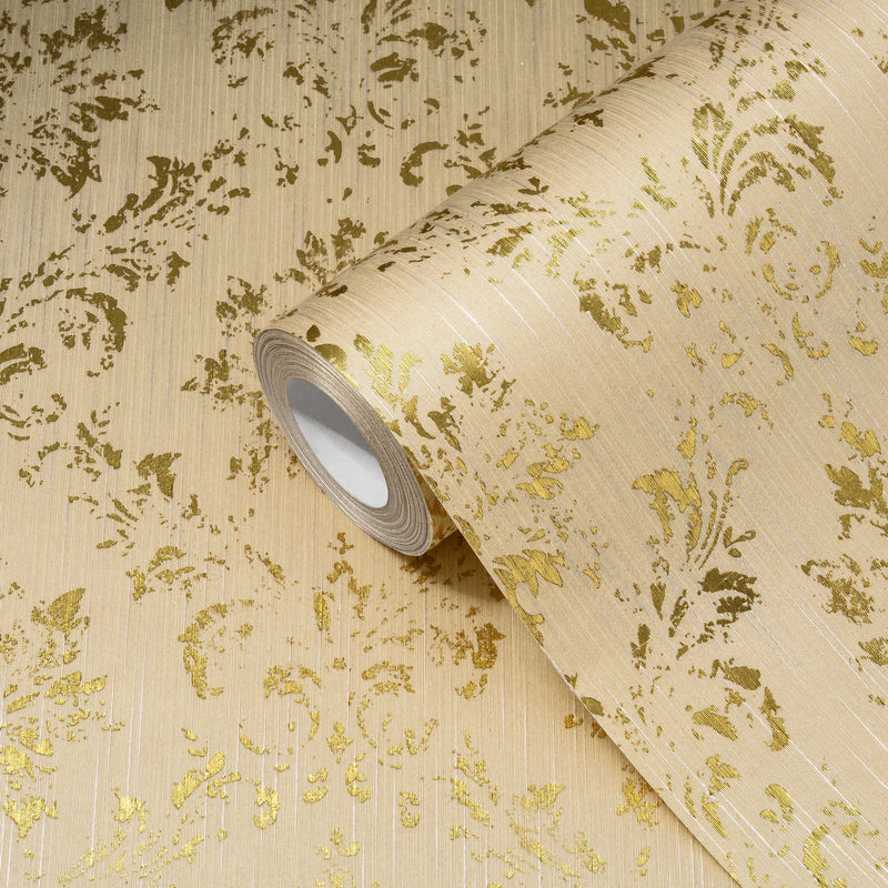 Tekstila tapetes barokā stilā – zeltā krāsā, 306623 AS Creation