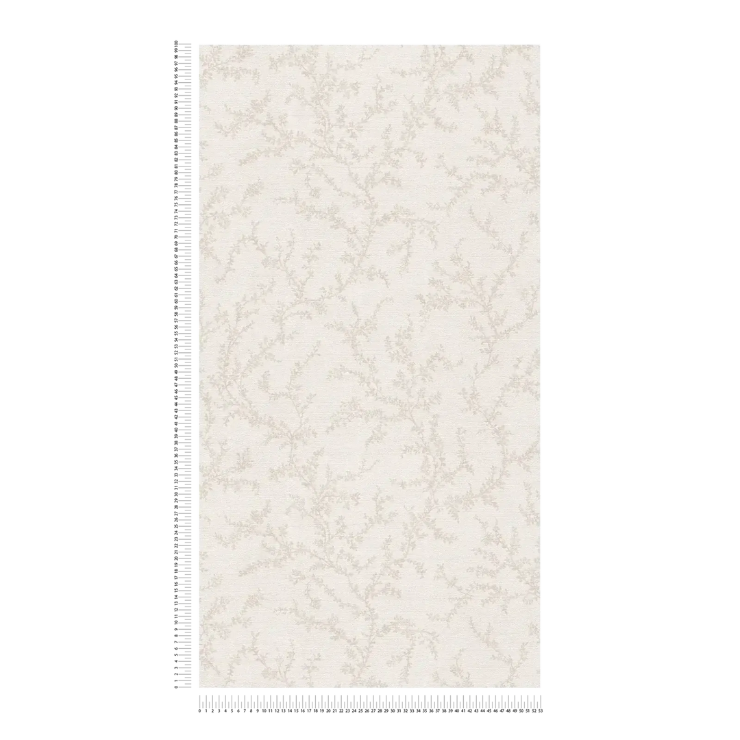 Teksturētas tapetes ar delikātiem lapu vītņiem, krēmkrāsā - 3010566 AS Creation