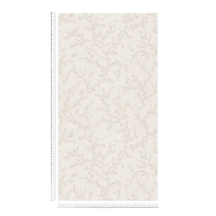 Teksturētas tapetes ar delikātiem lapu vītņiem, krēmkrāsā - 3010566 AS Creation