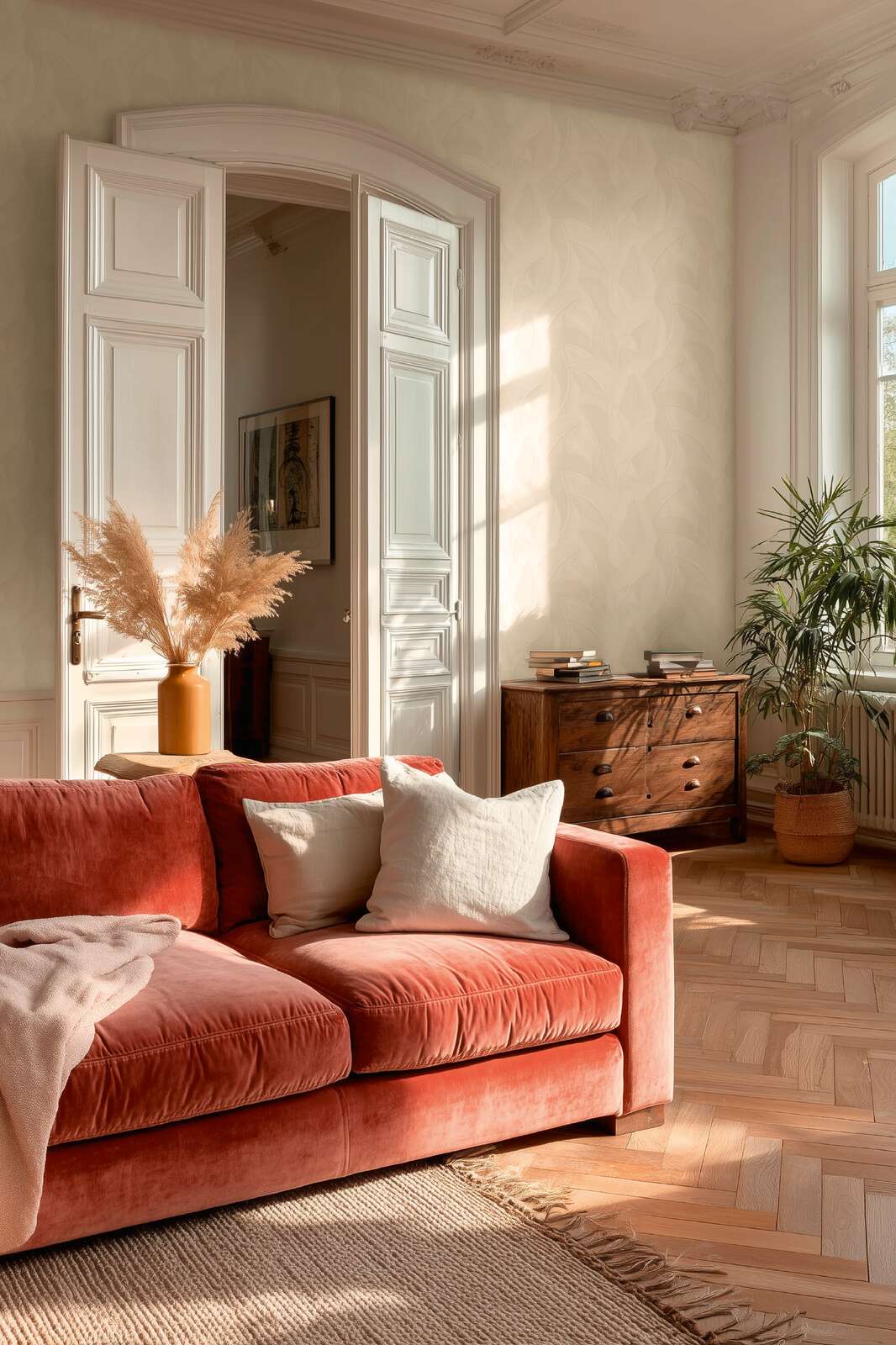 Tapetes ar abstraktu dabas un lapu motīvu - balta, krēmkrāsa - 3007574 AS Creation