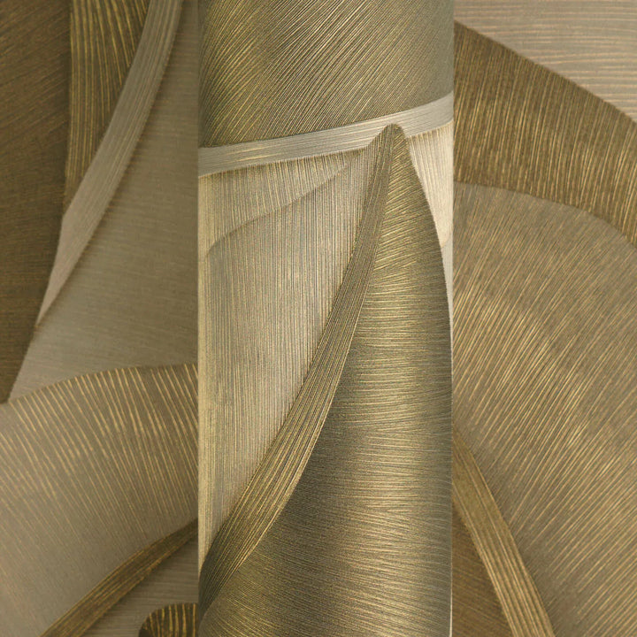 Teksturētas tapetes ar abstraktu lapu dizainu - zaļa, bēša, pelēka  AS Creation