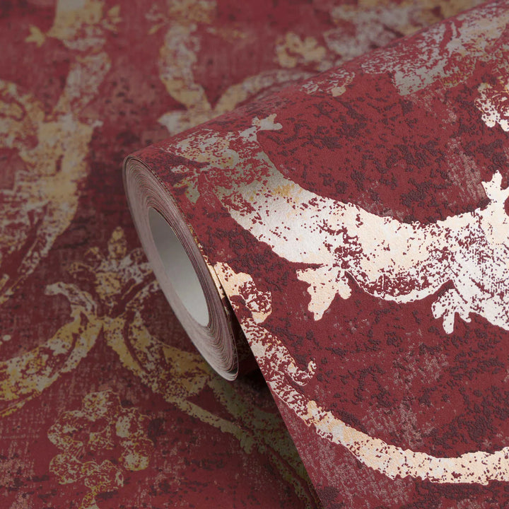 Tapetes ar elegantu damasta rakstu - sarkana, zelta - 3007261 AS Creation