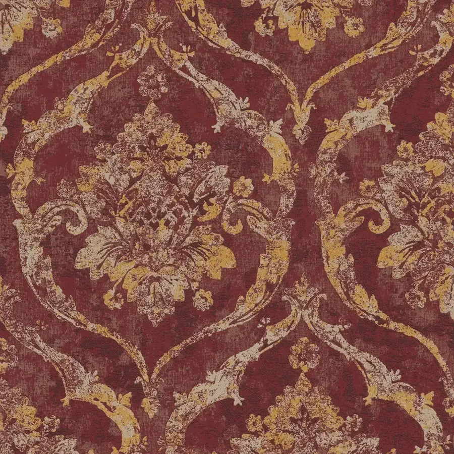 Tapetes ar elegantu damasta rakstu - sarkana, zelta - 3007261 AS Creation
