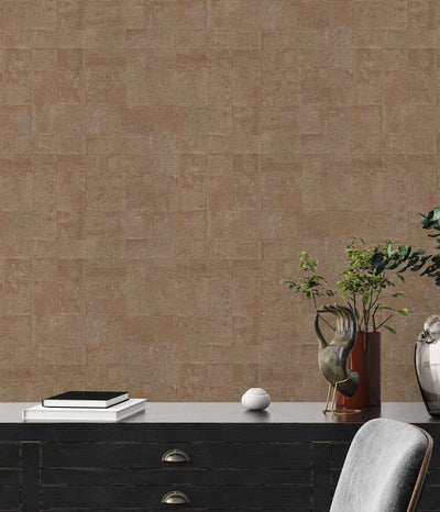 Textured wallpaper with tile appearance and metallic effect, gold - 1406647 AS Creation