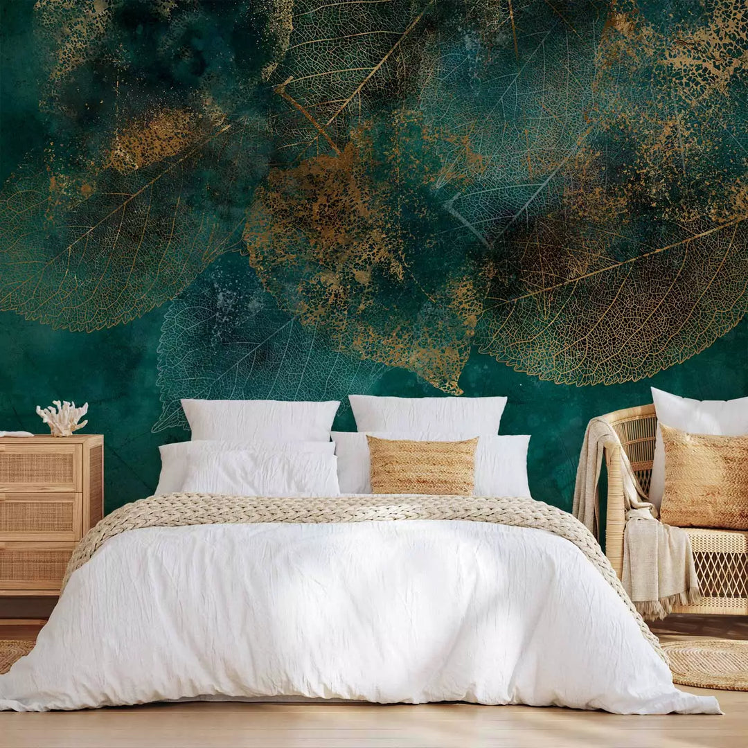 Fototapeet - Kuldne lehtede struktuur, 138455