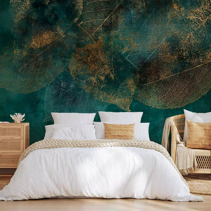 Fototapeet - Kuldne lehtede struktuur, 138455