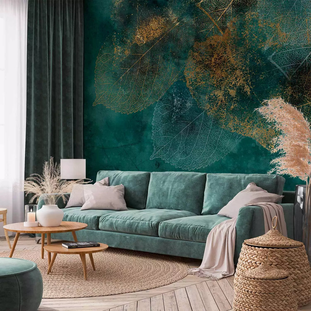 Fototapeet - Kuldne lehtede struktuur, 138455