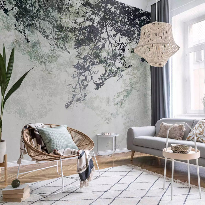 Wall Murals - branches with leaves on a light background, 148809