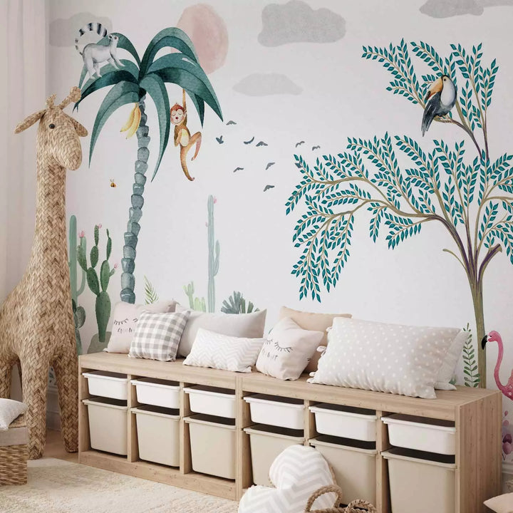 Valokuvatapetti - Trooppinen maisema - eksoottinen luonto pastelliväreissä, 149227