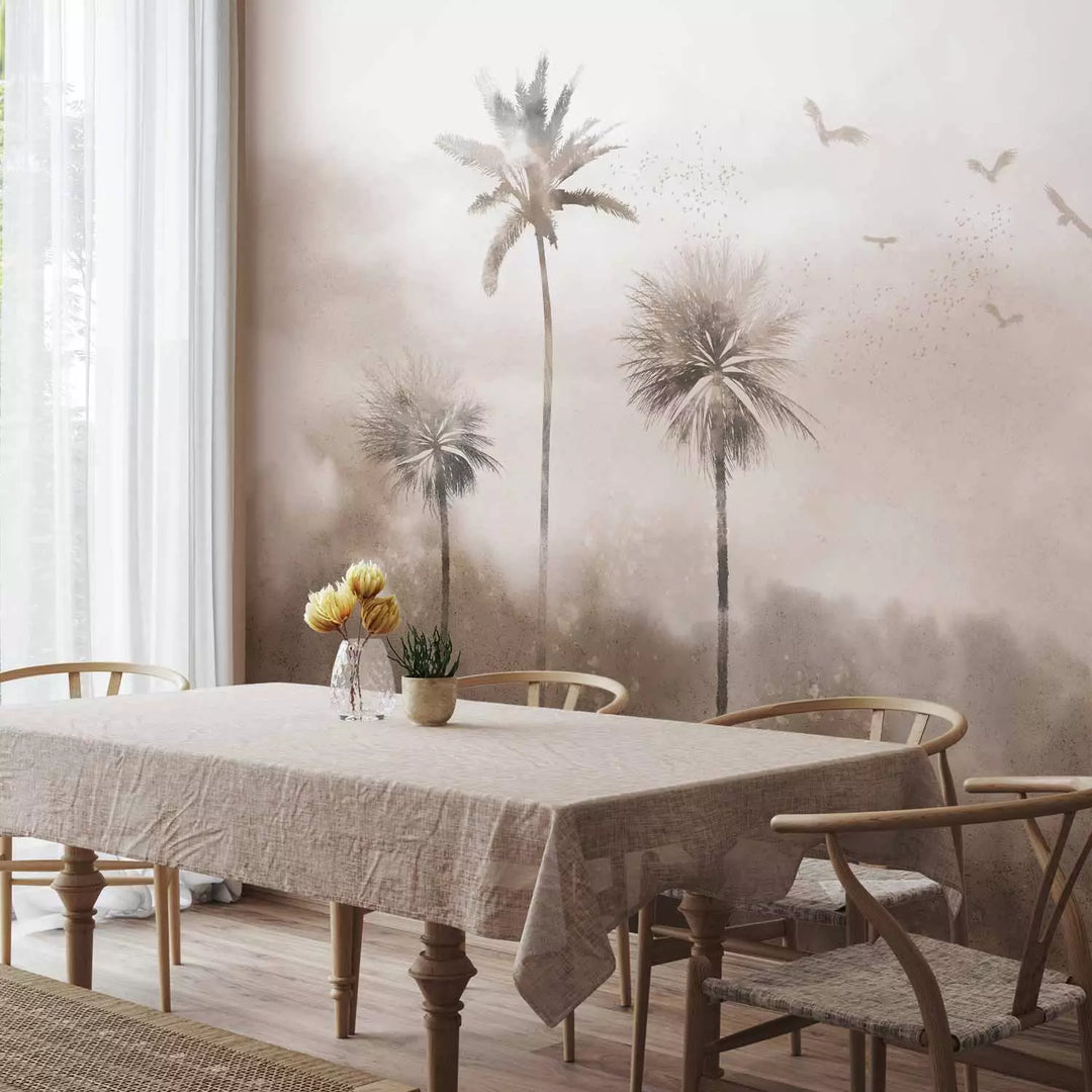 Fototapetes - Tropu vējš - pelēkos toņos, 138741
