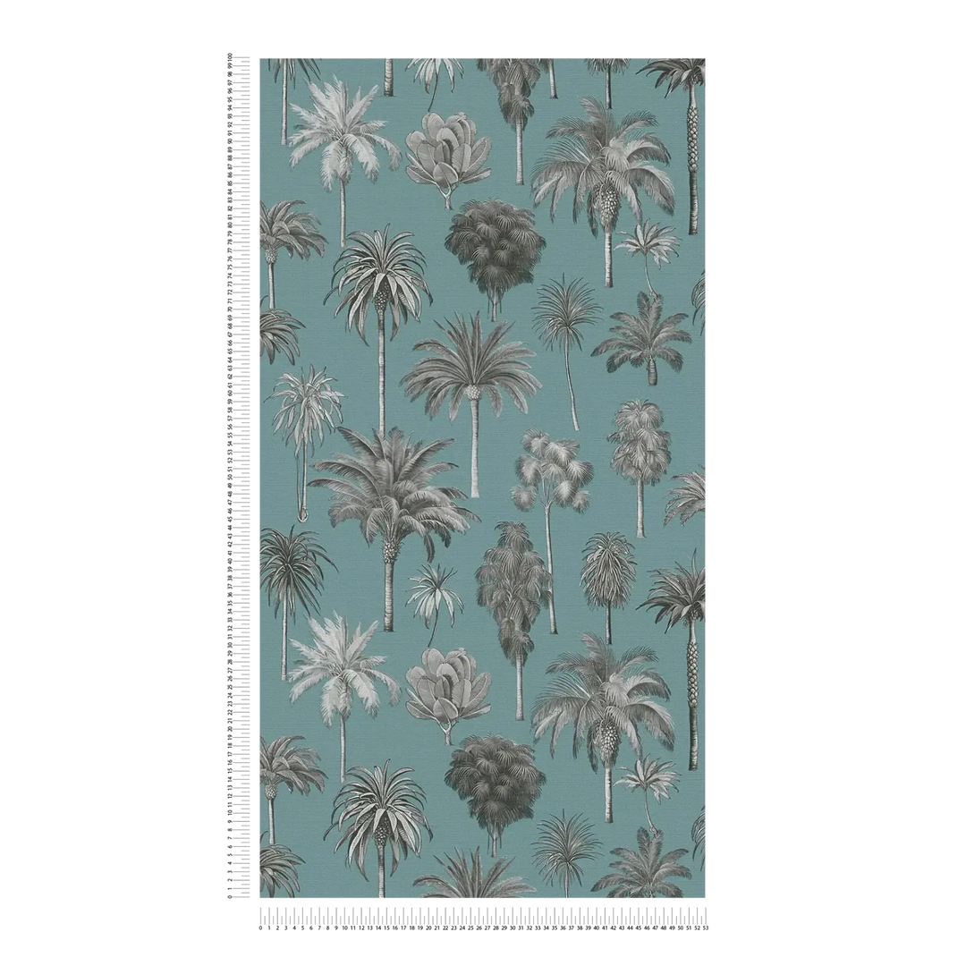 Tropu dizaina tapetes ar stilīgiem palmu kokiem - zilas - 3012242 AS Creation