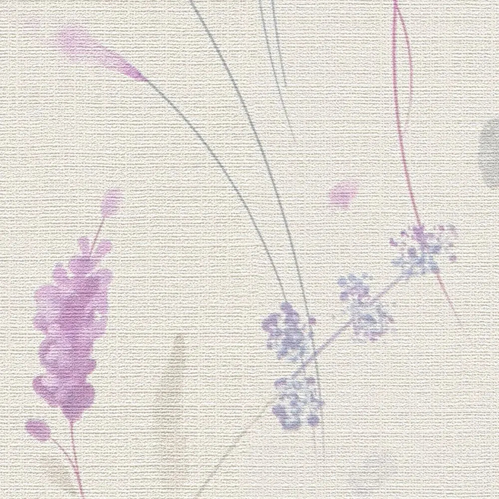 Jautras tapetes ar ziediem un augiem | balta, violeta, 3012226 AS Creation