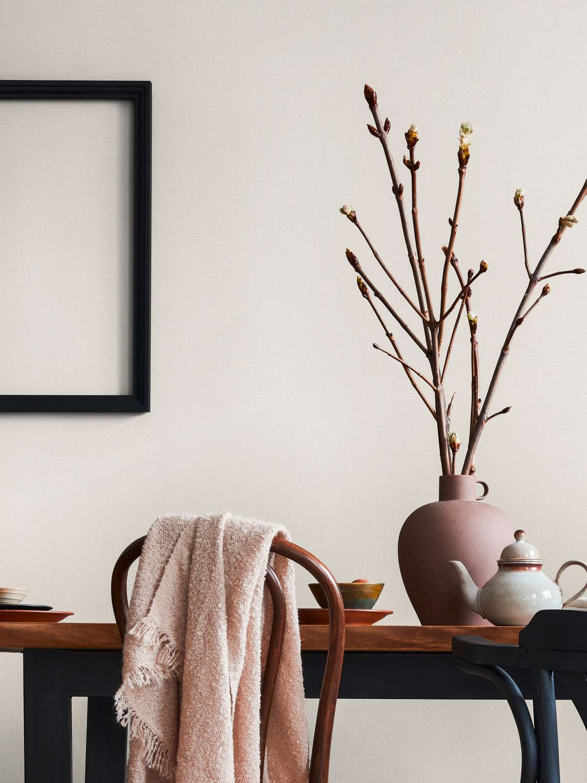 Vienkrāsainas flizelīna tapetes ar lina tekstūru: krēmkrāsā, 389021 AS Creation