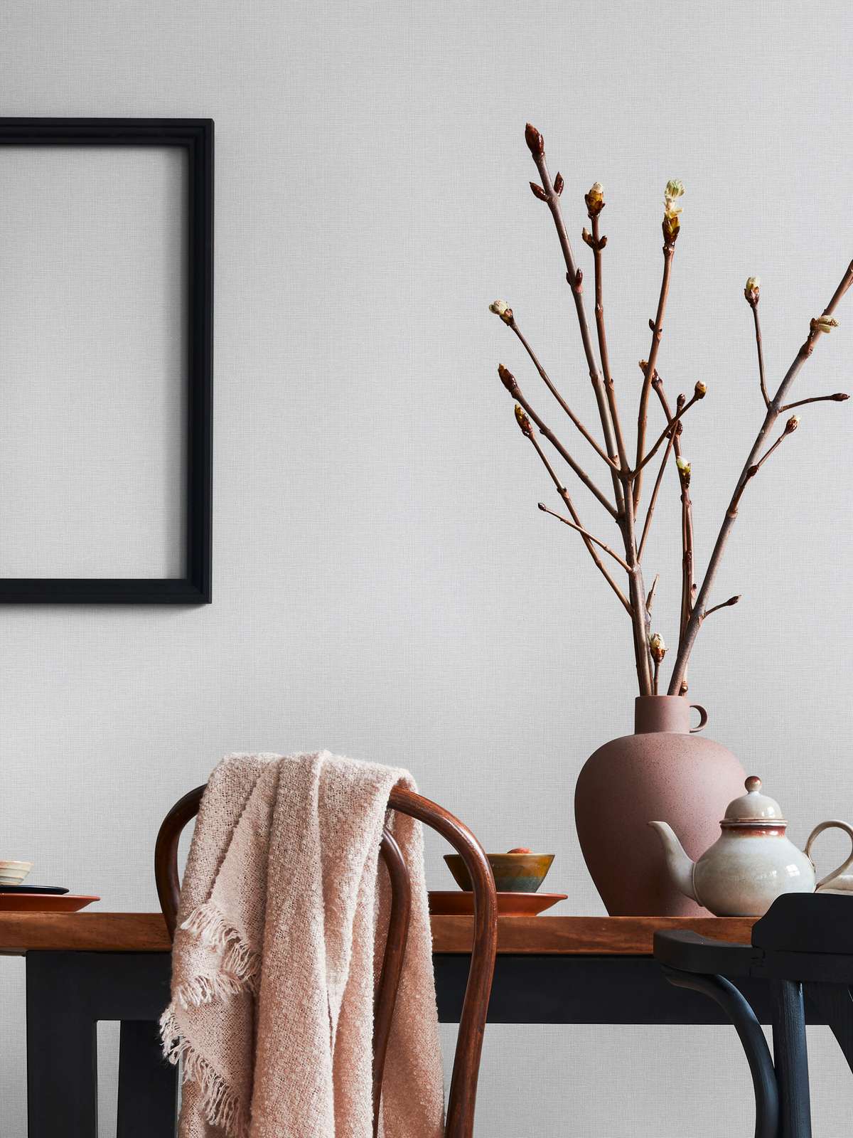 Vienkrāsainas flizelīna tapetes ar lina tekstūru: pelēkā krāsā, 389024 AS Creation