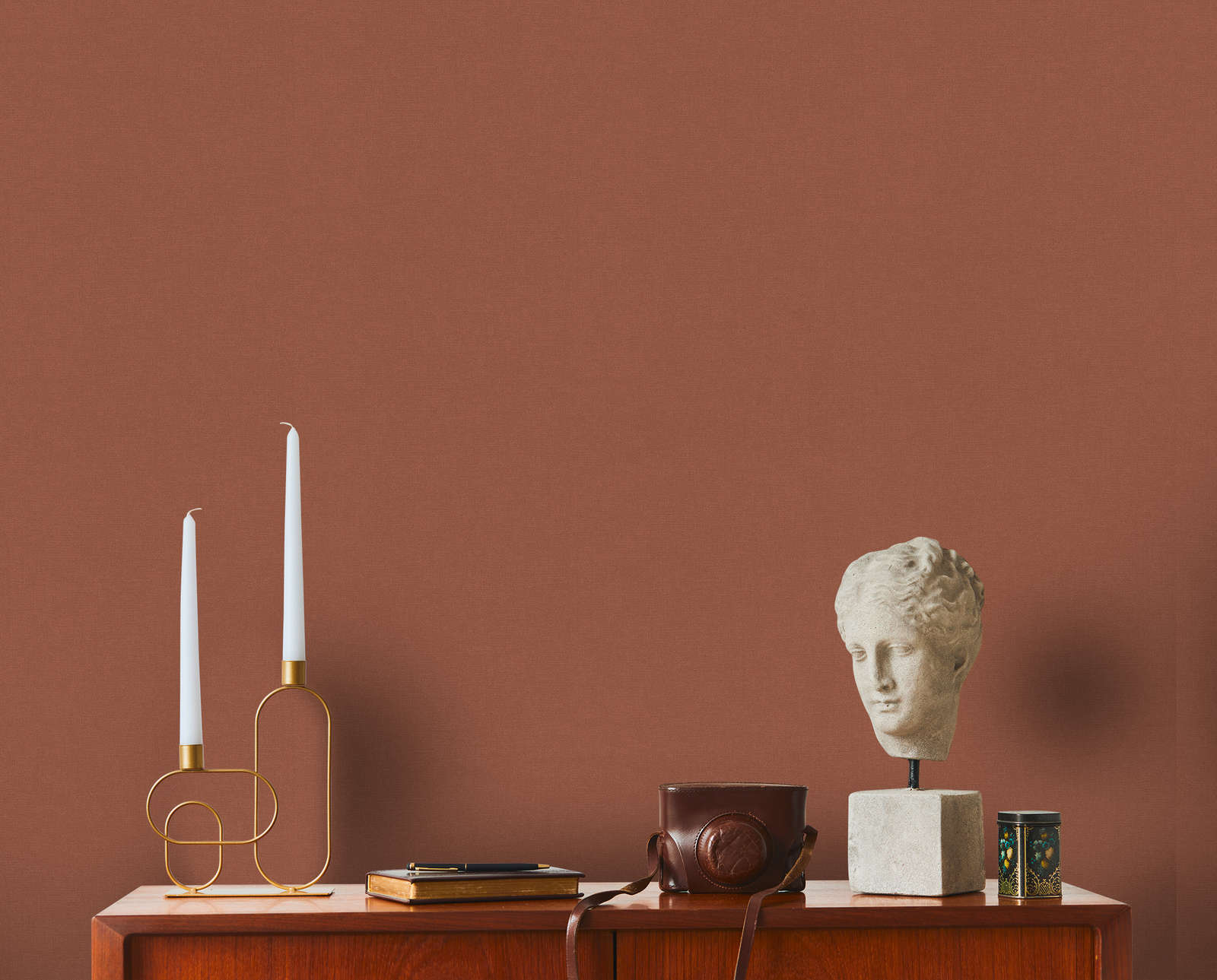 Vienkrāsainas matētas tapetes ar tekstūru brūnā krāsā - 1376725 AS Creation