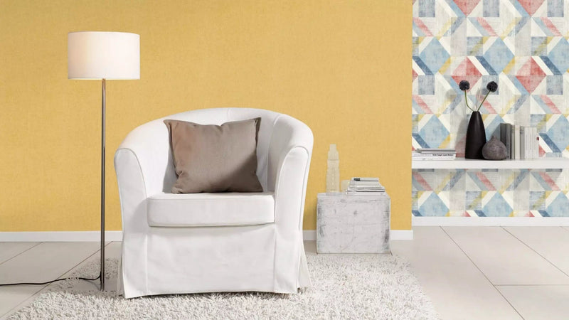 Monochrome matt wallpaper RASCH, yellow, 1141603 RASCH