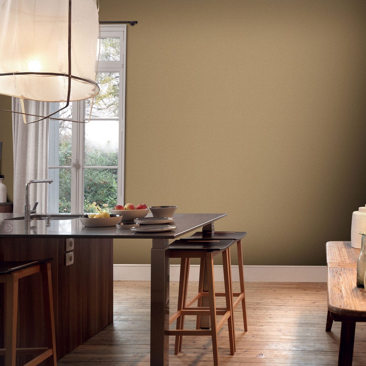 Vienkrāsainas matētas tapetes zeltā krāsā, Erismann - 3742472 Erismann