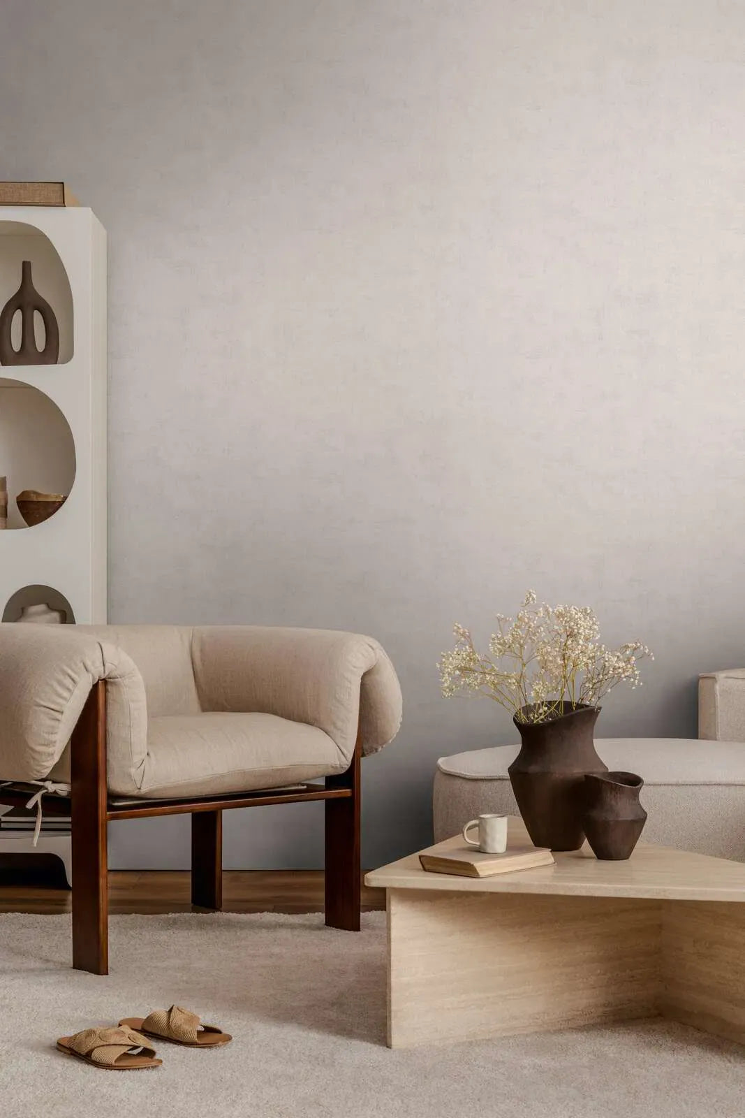 Vienkrāsainas  tapetes stilīgām telpām, silti pelēkā - 3011755 AS Creation