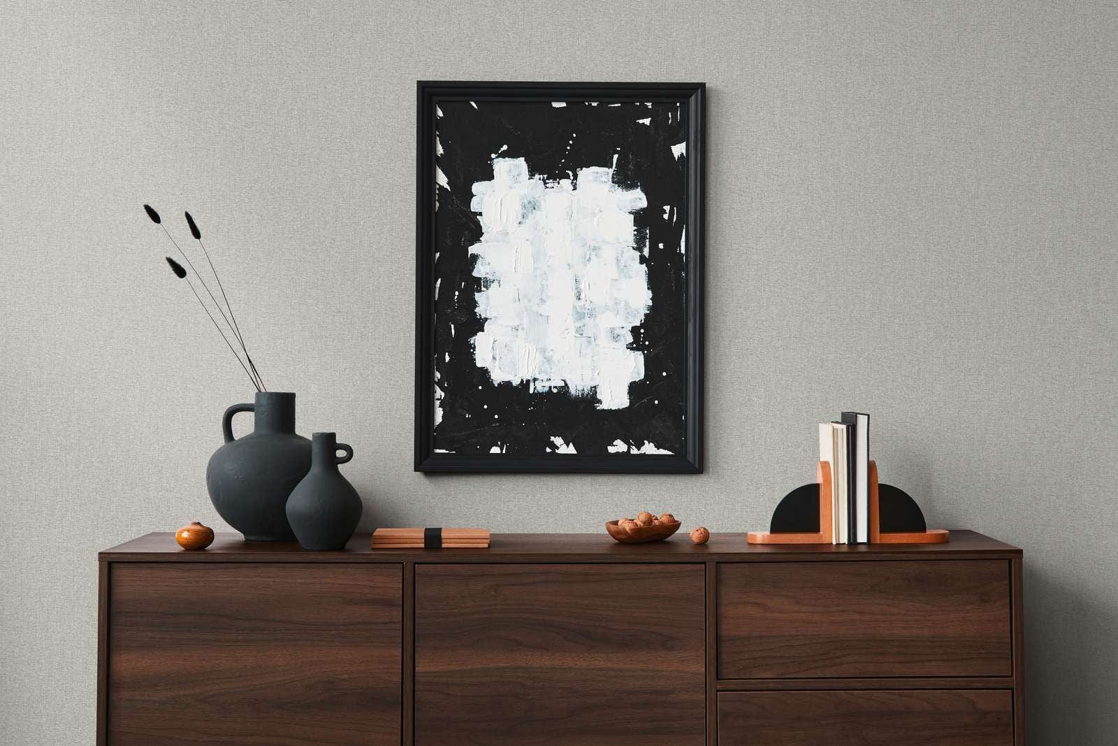 Vienkrāsainas tapetes ar auduma struktūru: pelēkā krāsā, 393537 AS Creation