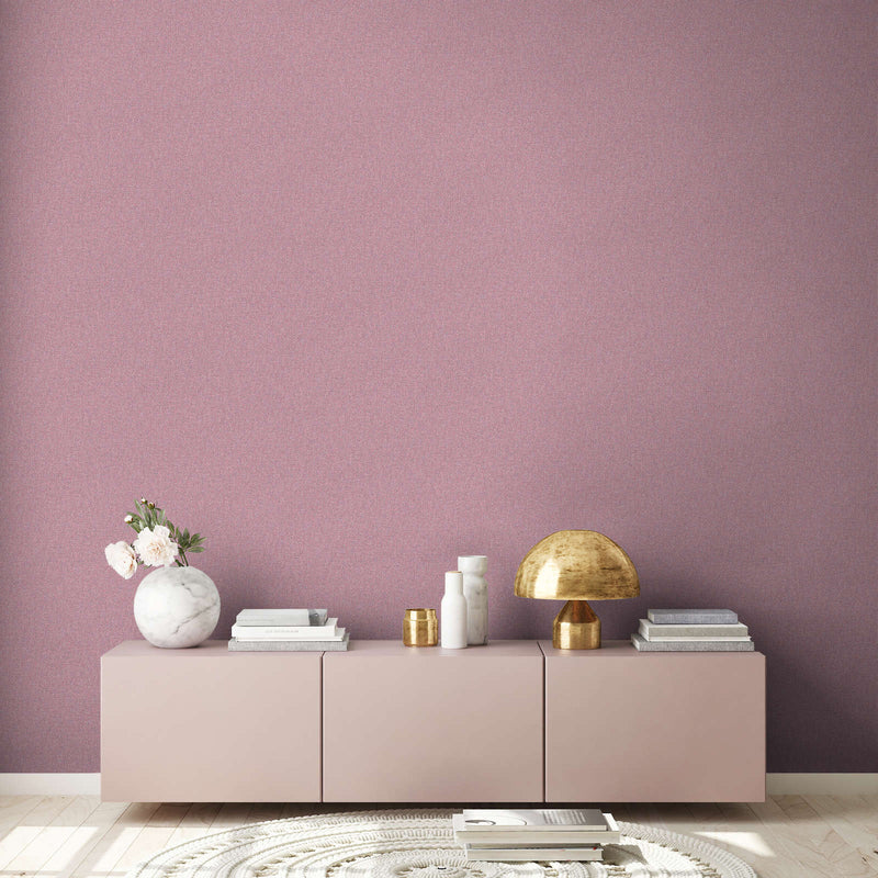 Vienkrāsainas tapetes ar auduma struktūru: violetā krāsā, 1400503 AS Creation
