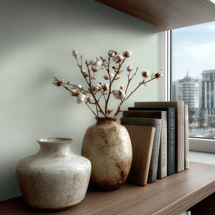 Vienkrāsainas tapetes ar dabisku audekla izskatu, zaļas - 3007125 AS Creation