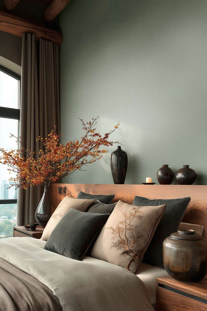 Vienkrāsainas tapetes ar dabisku audekla izskatu, zaļas - 3007125 AS Creation