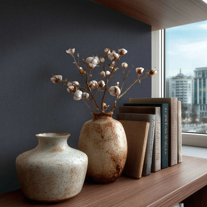 Tapetes ar dabisku audekla izskatu tumši zilā krāsā - 3007131 AS Creation