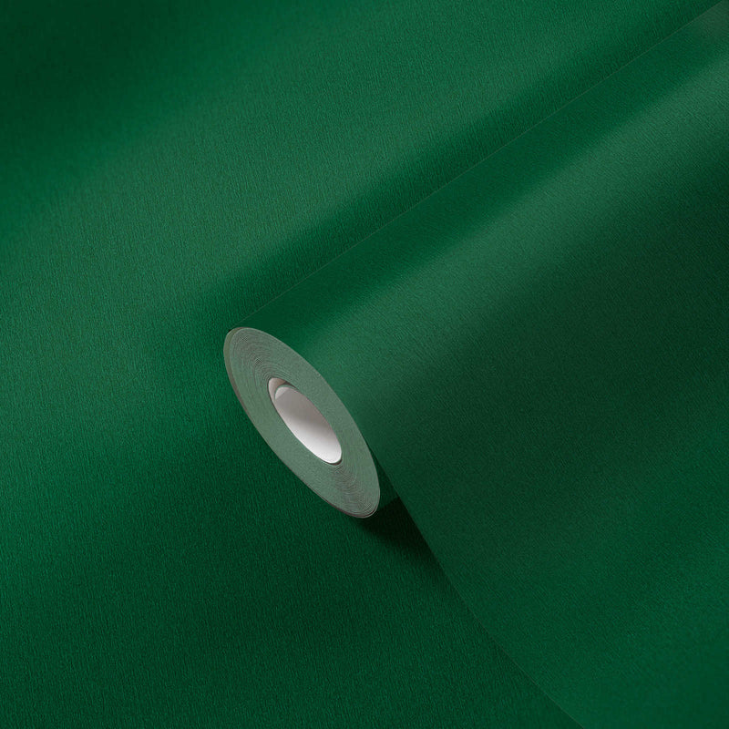 Vienkrāsainas tapetes ar gludu virsmu tumši zaļā krāsā, 1355240 AS Creation
