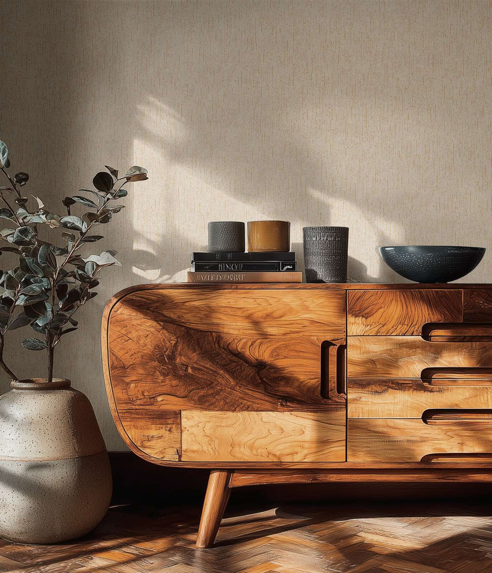 Vienkrāsainas tapetes ar smalku tekstilijas faktūru - bēša - 3012720 AS Creation