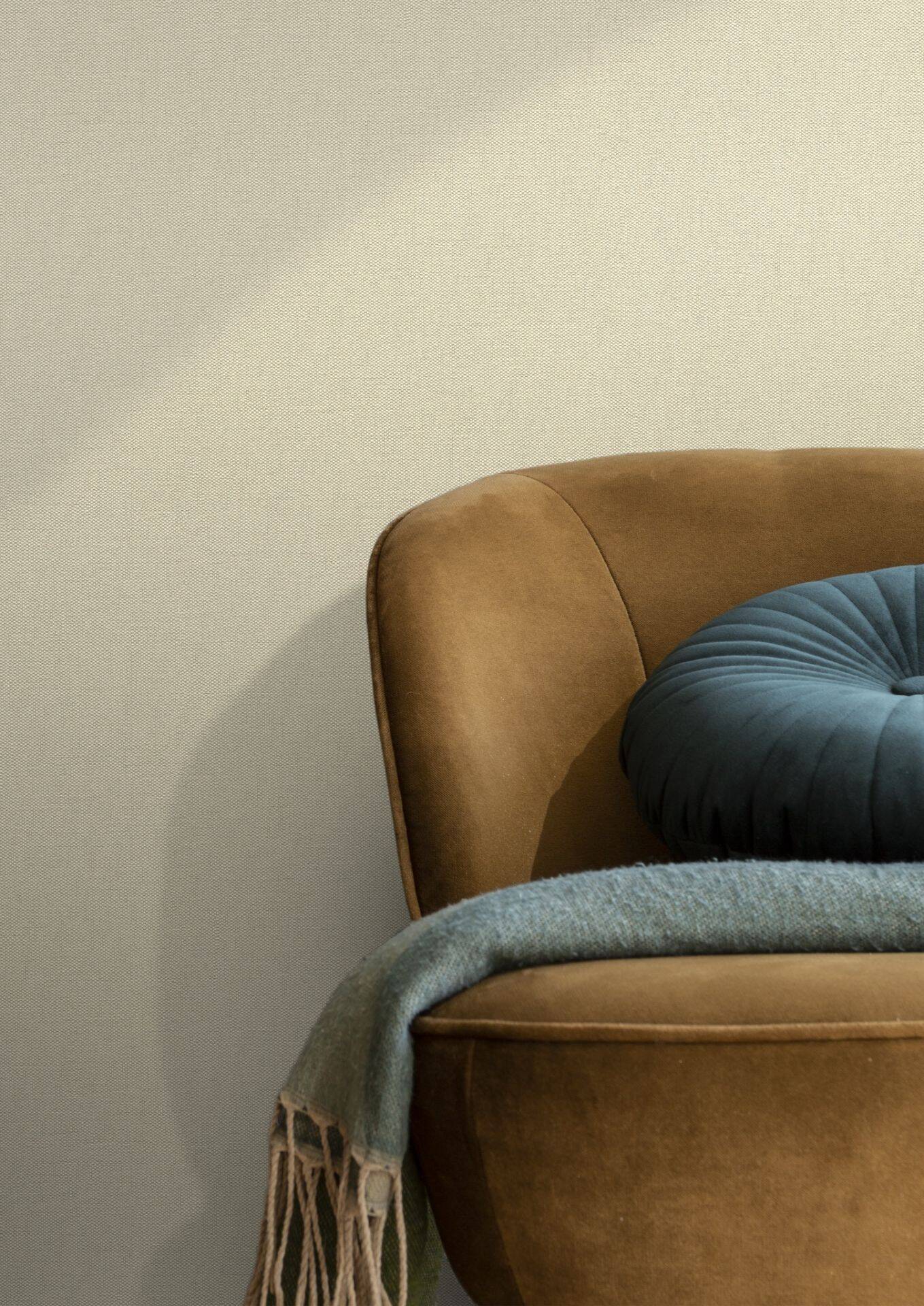 Vienkrāsainas tapetes ar tekstila faktūru bēšā krāsā, 633344 RASCH