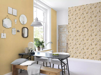 Plain wallpapers with textile texture in yellow, 2325327 RASCH