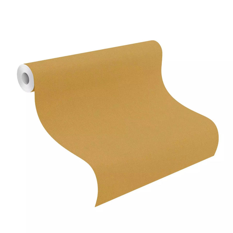 Vienkrāsainas tapetes ar tekstila faktūru medus dzeltenā krāsā, 2324501 RASCH