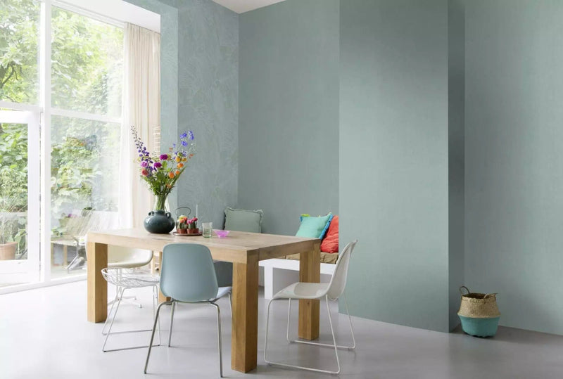 Plain wallpapers with textile texture in shades of green, 2325501 RASCH