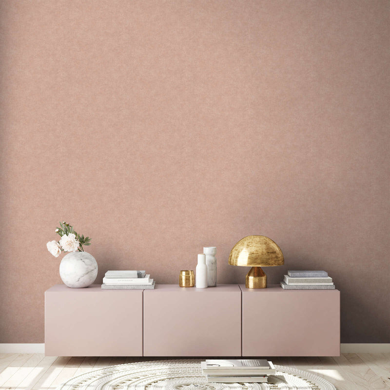 Vienkrāsainas tapetes ar tekstila izskatu rozā krāsā, 1404623 AS Creation