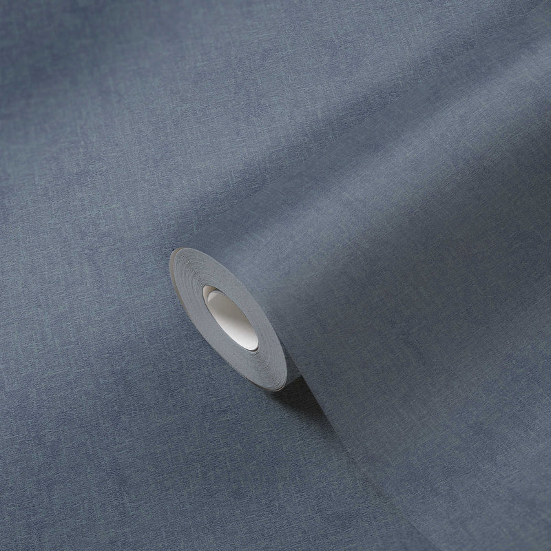 Vienkrāsainas tapetes ar tekstila izskatu – zilā krāsā AS Creation